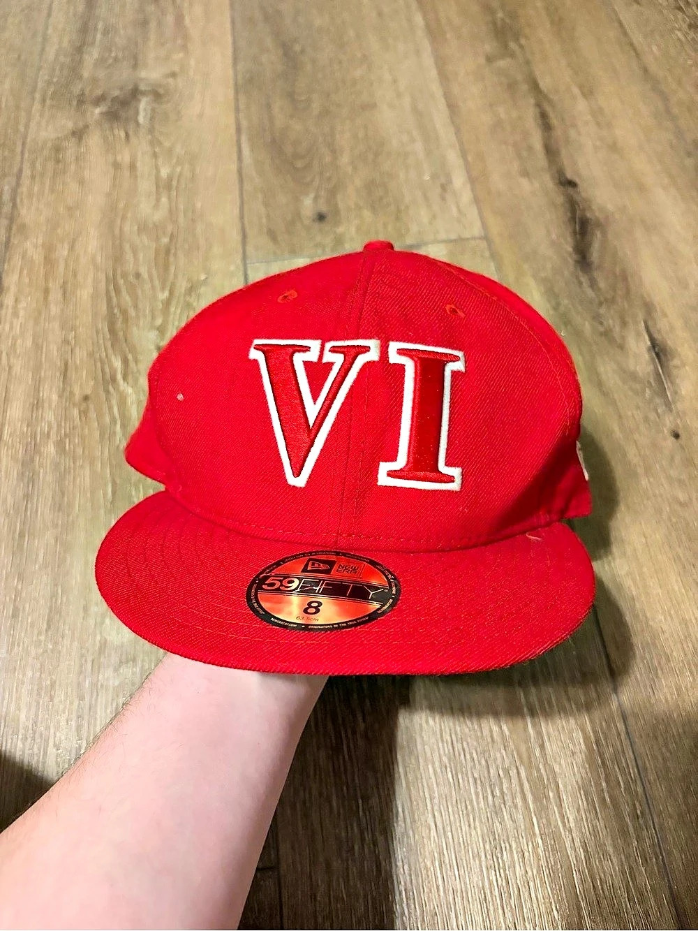New Era 59FIFTY Red Fitted Baseball Cap Size 8
